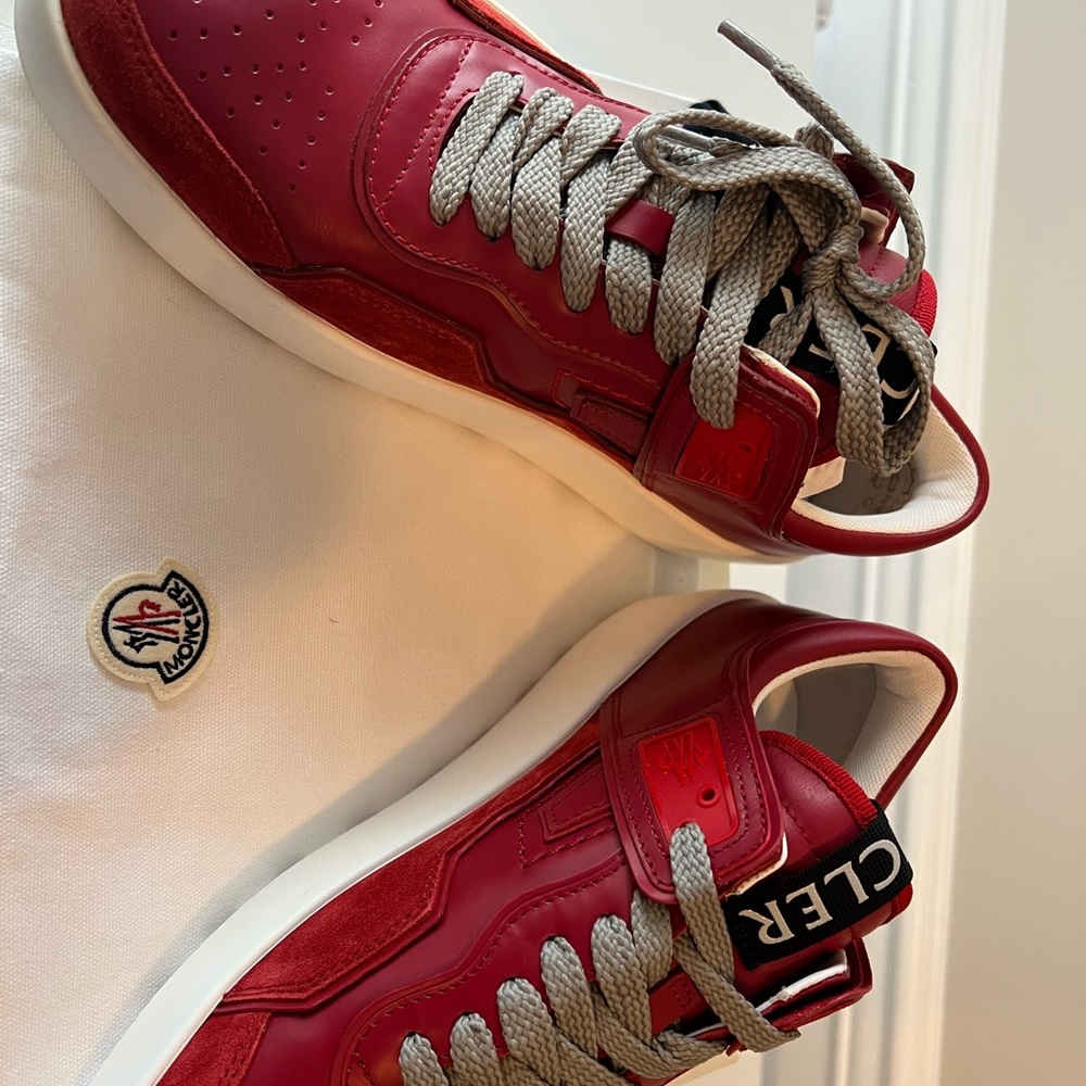 New with tags mens moncler red sneakers size 40/5 originally $595.00